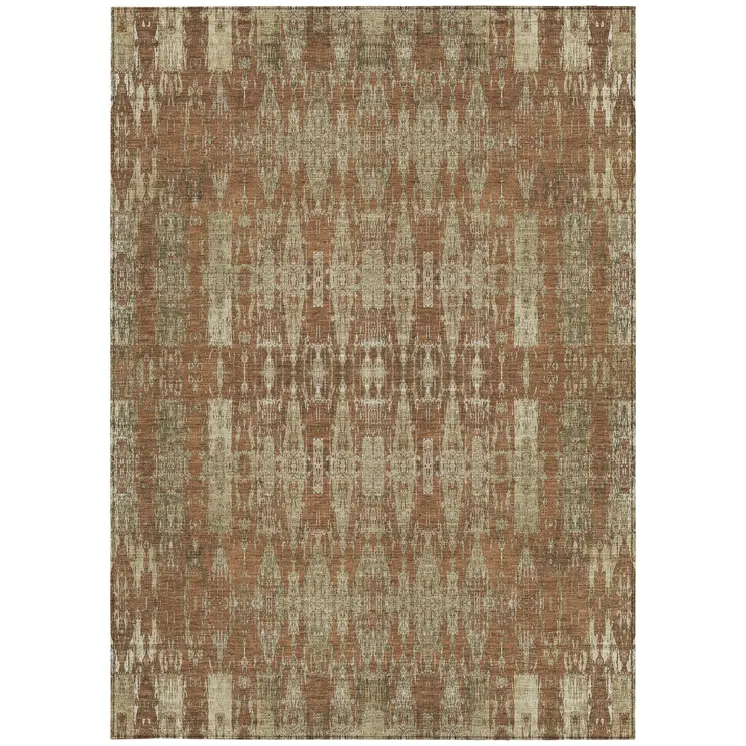 3' X 5' Orange Taupe And Beige Moroccan Washable Indoor Outdoor Area Rug