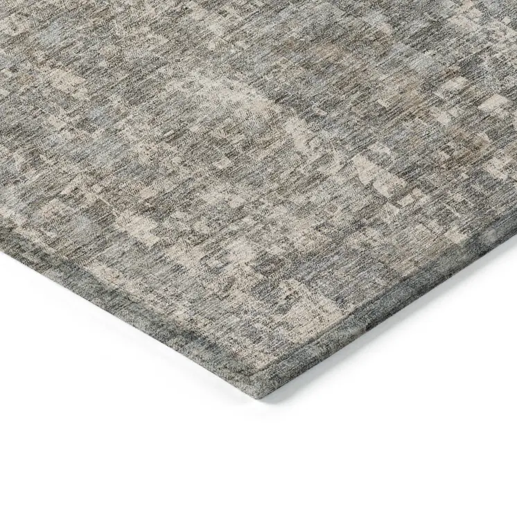 8' X 10' Beige Gray And Taupe Abstract Washable Indoor Outdoor Area Rug