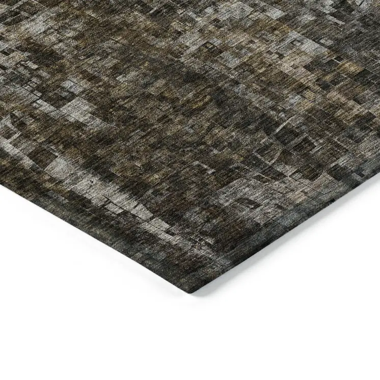 9' X 12' Brown And Copper Abstract Washable Indoor Outdoor Area Rug