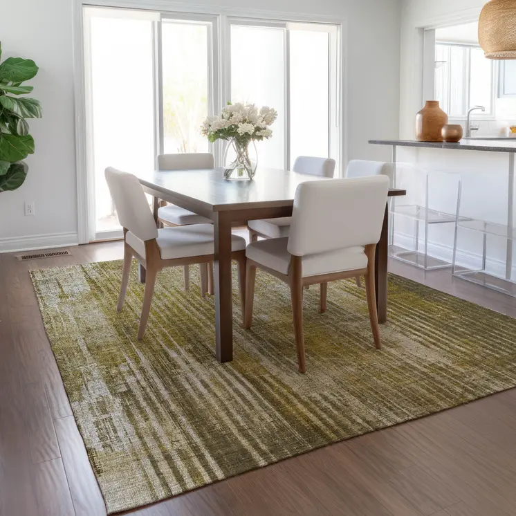 3' X 5' Brown Ivory And Taupe Striped Washable Indoor Outdoor Area Rug