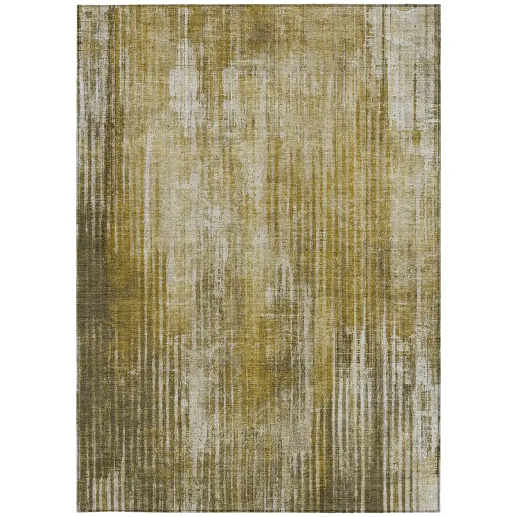10' X 14' Brown Ivory And Taupe Striped Washable Indoor Outdoor Area Rug