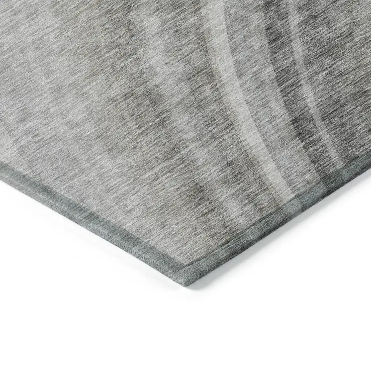 9' X 12' Gray Silver And Beige Abstract Washable Indoor Outdoor Area Rug