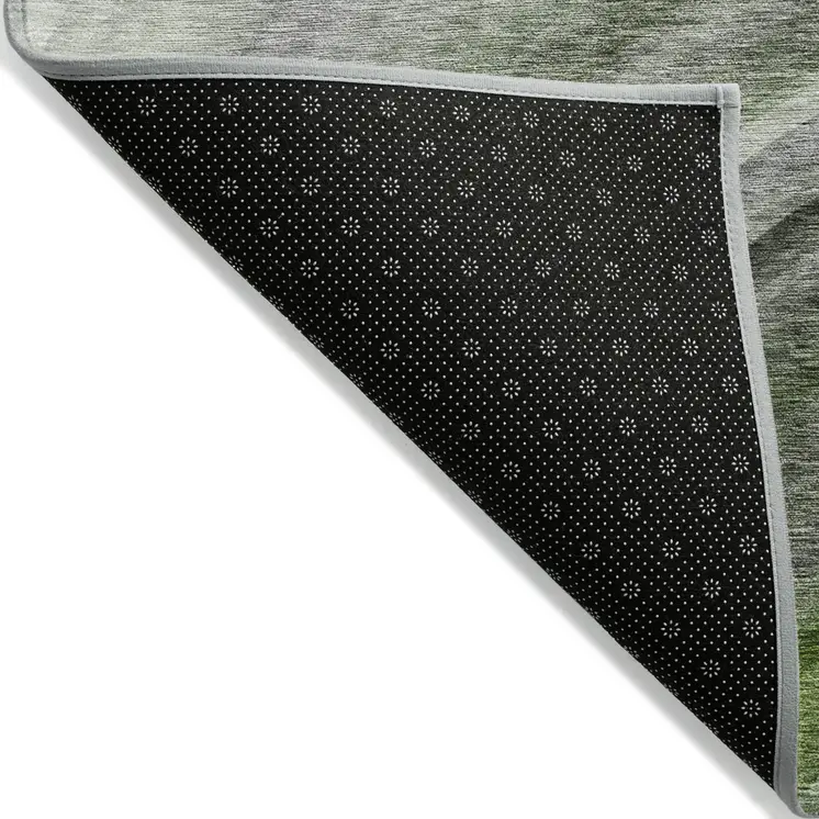 5' X 8' Green And Artichoke Green Abstract Washable Indoor Outdoor Area Rug