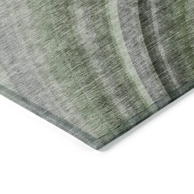 5' X 8' Green And Artichoke Green Abstract Washable Indoor Outdoor Area Rug