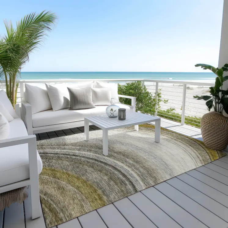 9' X 12' Taupe Gray And Ivory Abstract Washable Indoor Outdoor Area Rug