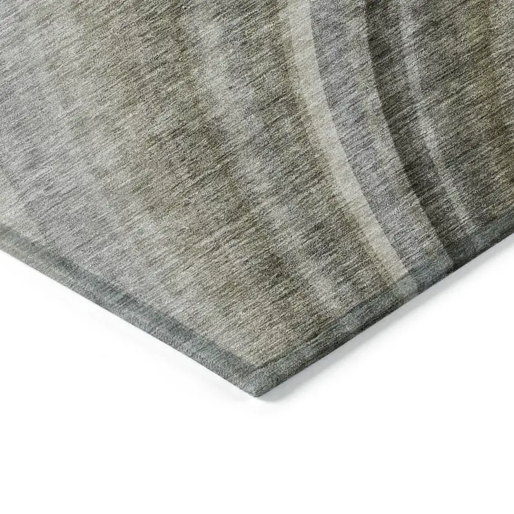 9' X 12' Taupe Gray And Ivory Abstract Washable Indoor Outdoor Area Rug