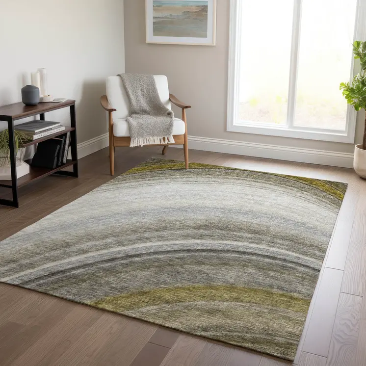 9' X 12' Taupe Gray And Ivory Abstract Washable Indoor Outdoor Area Rug