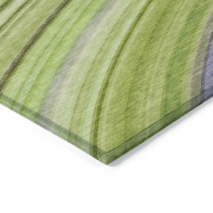 5' X 8' Artichoke Green And Olive Green Abstract Washable Indoor Outdoor Area Rug