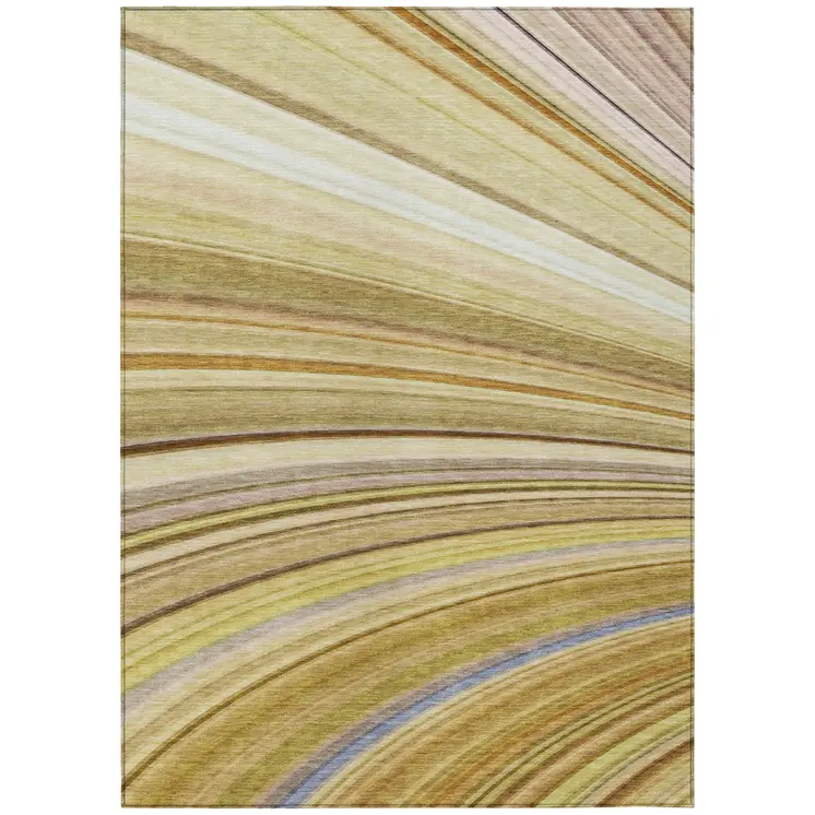 10' X 14' Beige Taupe And Ivory Abstract Washable Indoor Outdoor Area Rug