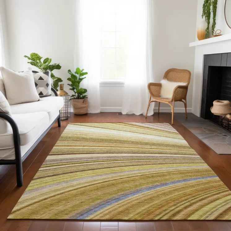 10' X 14' Beige Taupe And Ivory Abstract Washable Indoor Outdoor Area Rug
