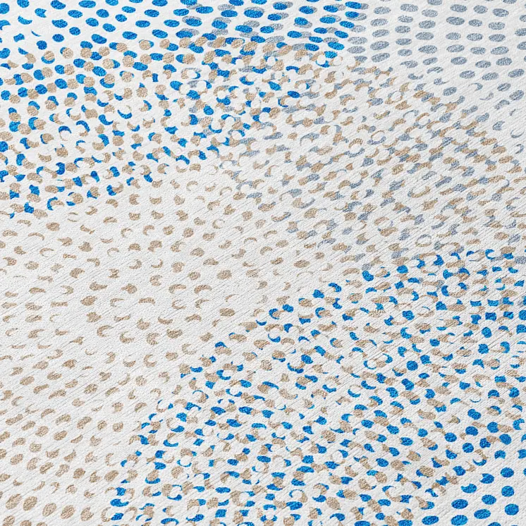 5' X 8' Ivory Blue And Taupe Polka Dot Washable Indoor Outdoor Area Rug