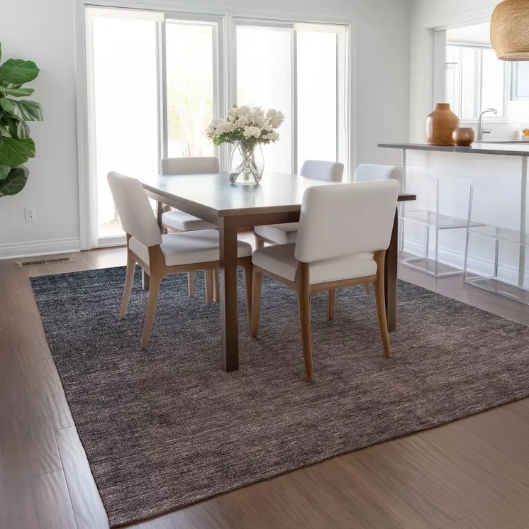 3' X 5' Gray Charcoal And Brown Ombre Washable Indoor Outdoor Area Rug