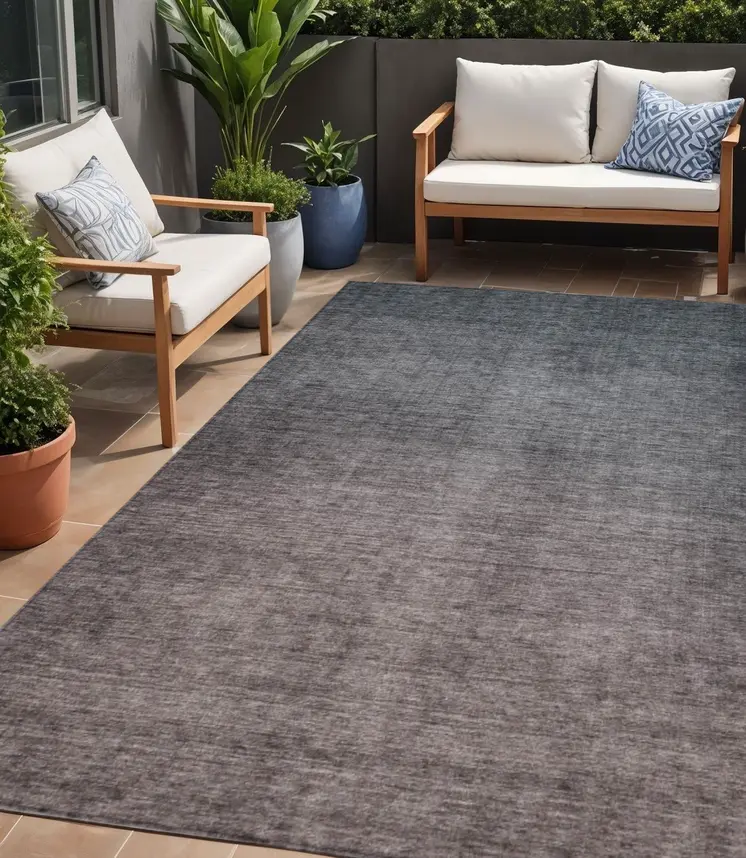 5' X 8' Gray Charcoal And Brown Ombre Washable Indoor Outdoor Area Rug