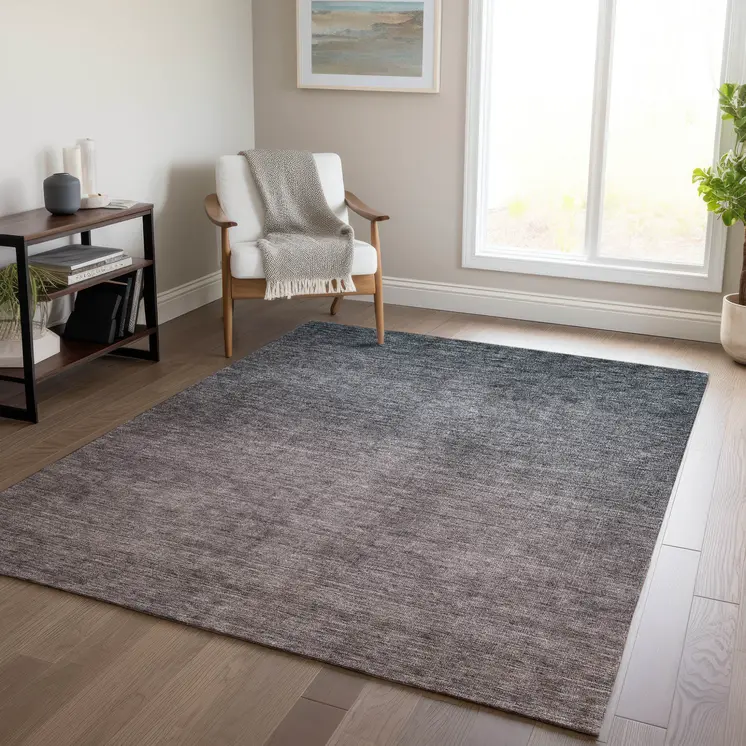 10' X 14' Gray Charcoal And Brown Ombre Washable Indoor Outdoor Area Rug