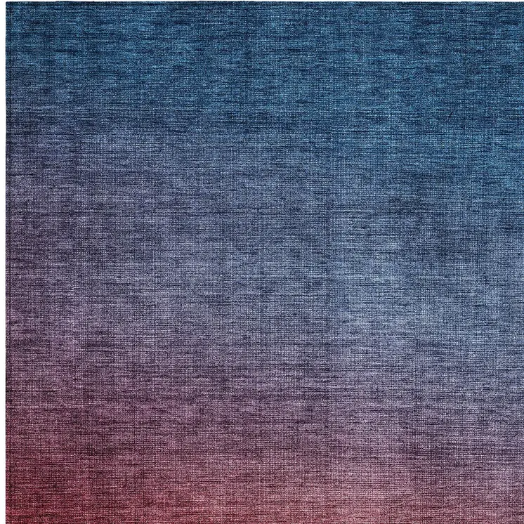 5' X 8' Navy Blue Red And Eggplant Ombre Washable Indoor Outdoor Area Rug