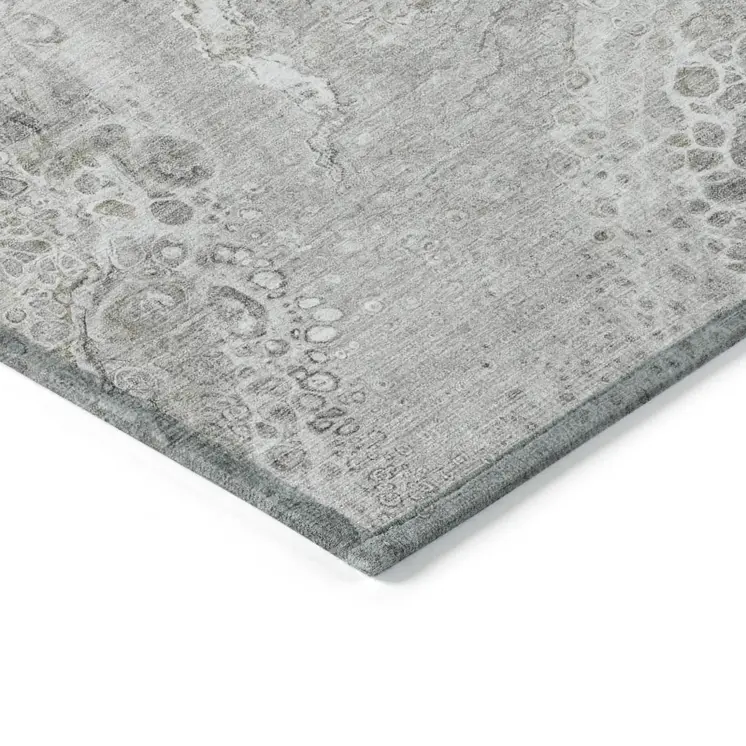 9' X 12' Silver Gray And Taupe Abstract Washable Indoor Outdoor Area Rug