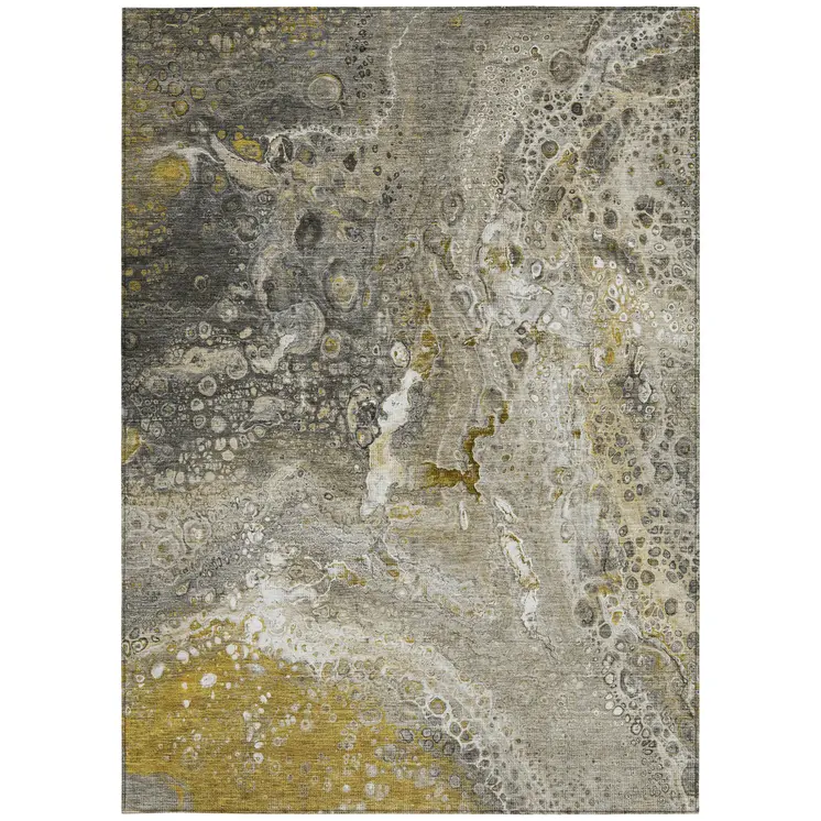 9' X 12' Taupe Brown And Beige Abstract Washable Indoor Outdoor Area Rug