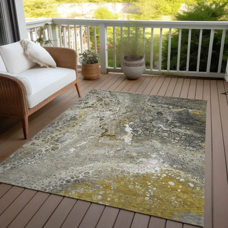 9' X 12' Taupe Brown And Beige Abstract Washable Indoor Outdoor Area Rug