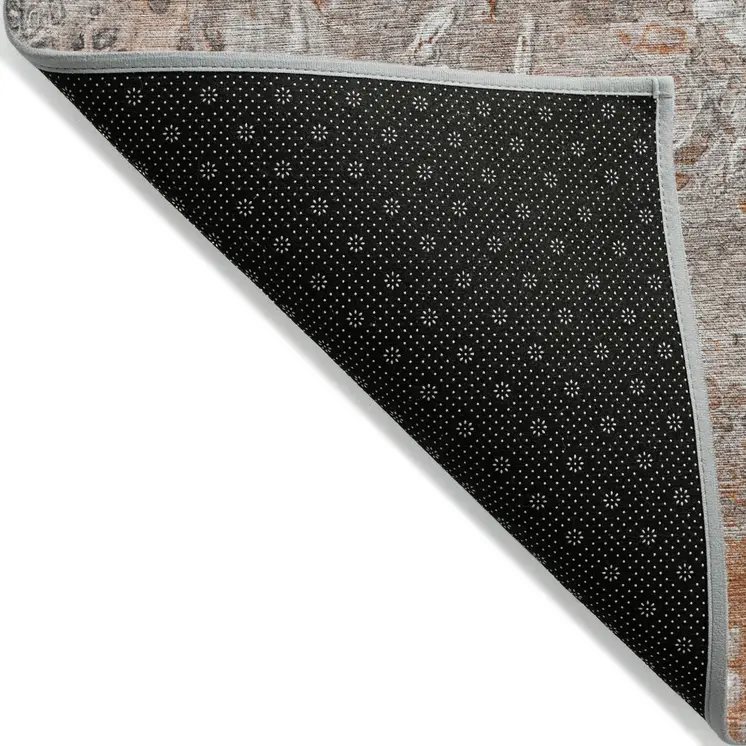 5' X 8' Terra Cotta Copper And Gray Abstract Washable Indoor Outdoor Area Rug