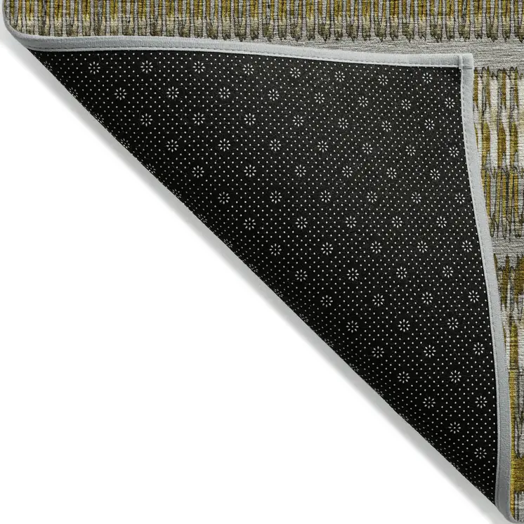 8' X 10' Coffee And Taupe Striped Washable Indoor Outdoor Area Rug