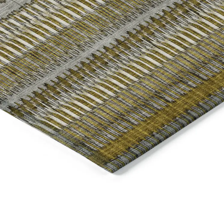 8' X 10' Coffee And Taupe Striped Washable Indoor Outdoor Area Rug