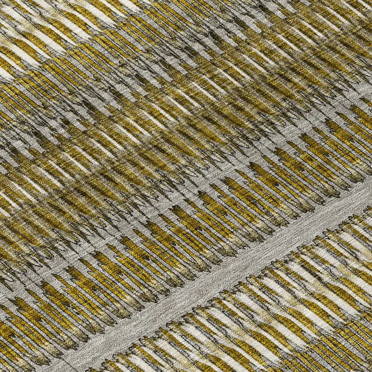 8' X 10' Coffee And Taupe Striped Washable Indoor Outdoor Area Rug