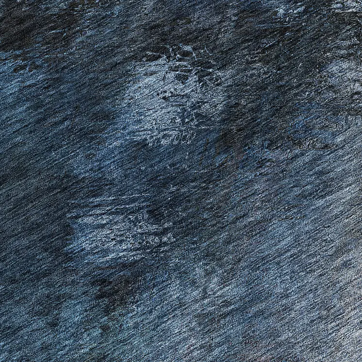 8' Navy Blue And Denim Blue Round Abstract Washable Indoor Outdoor Area Rug