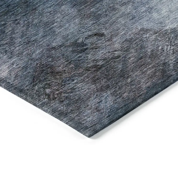 8' X 10' Navy Blue And Denim Blue Abstract Washable Indoor Outdoor Area Rug