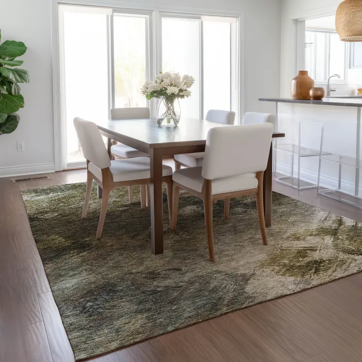 3' X 5' Chocolate And Beige Abstract Washable Indoor Outdoor Area Rug