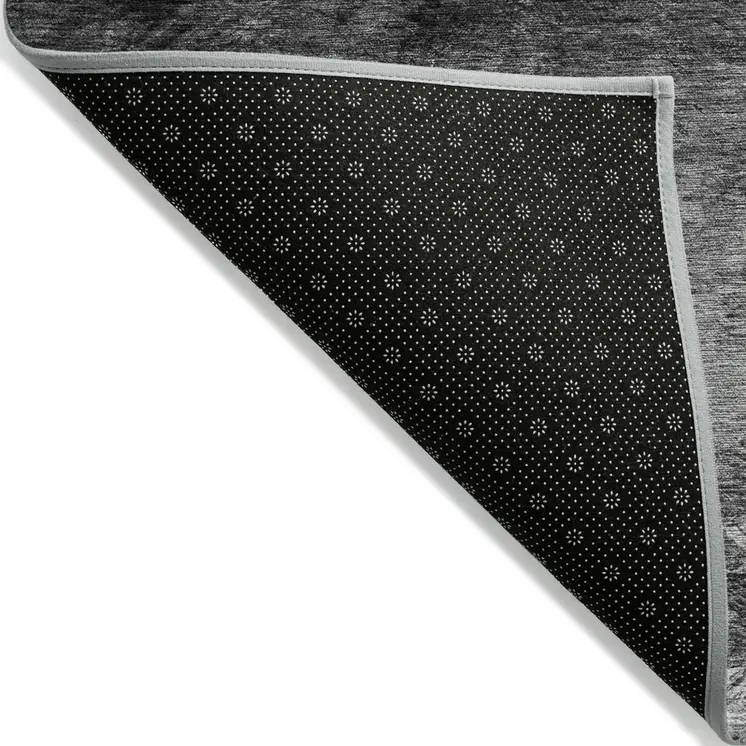 5' X 8' Gray Charcoal And Silver Abstract Washable Indoor Outdoor Area Rug