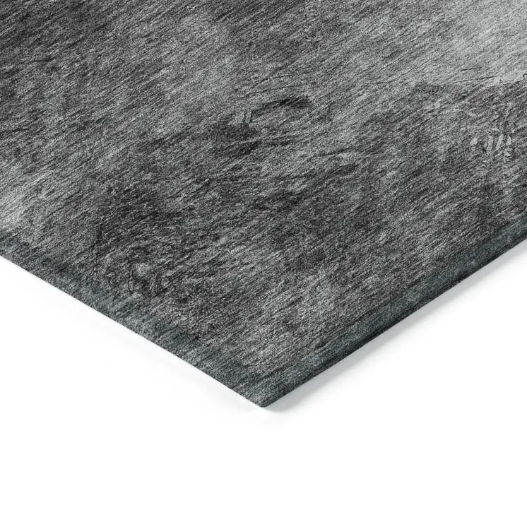 5' X 8' Gray Charcoal And Silver Abstract Washable Indoor Outdoor Area Rug