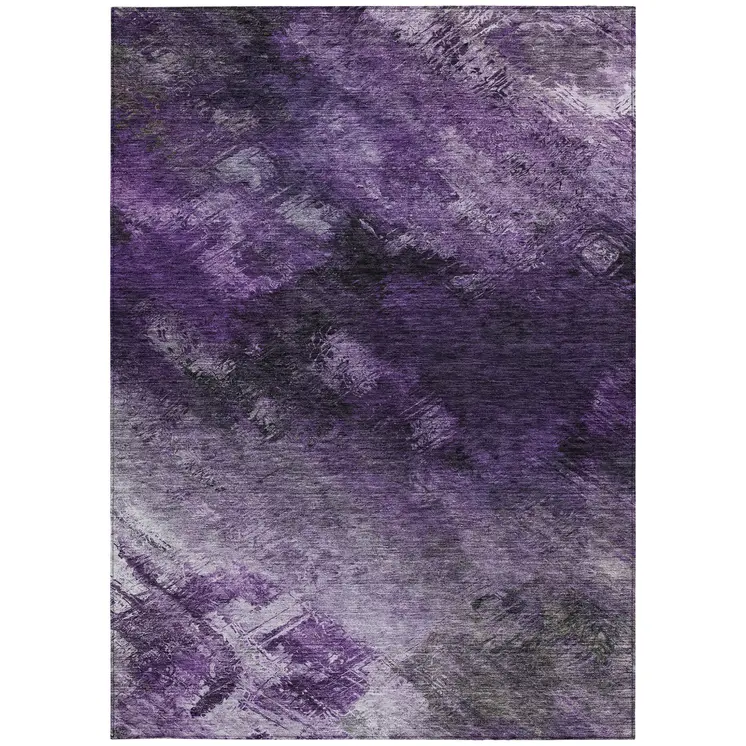 8' X 10' Purple Eggplant And Lavender Abstract Washable Indoor Outdoor Area Rug