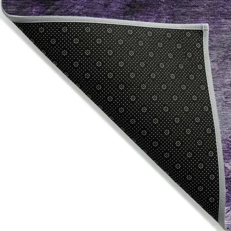 8' X 10' Purple Eggplant And Lavender Abstract Washable Indoor Outdoor Area Rug