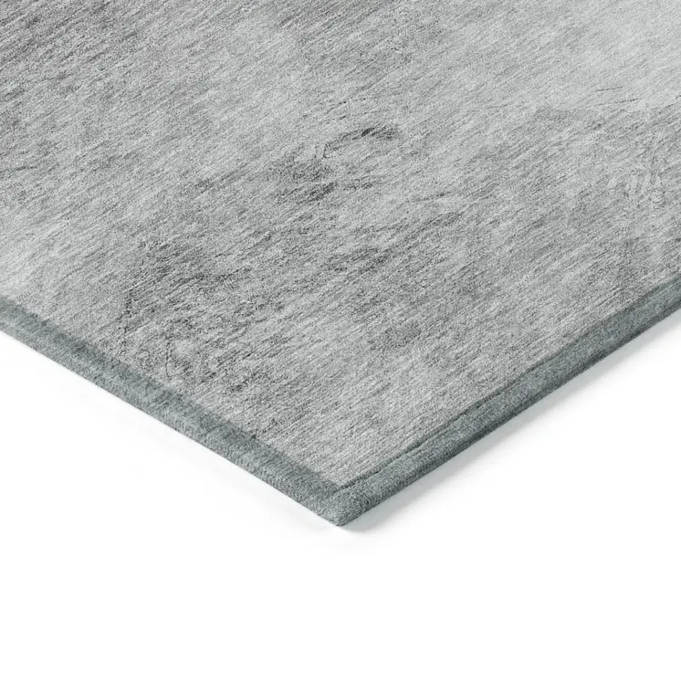 5' X 8' Silver Gray And Ivory Abstract Washable Indoor Outdoor Area Rug