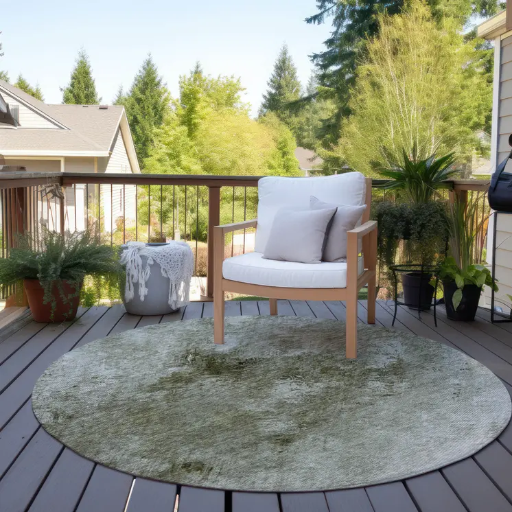 8' Taupe Beige And Brown Round Abstract Washable Indoor Outdoor Area Rug