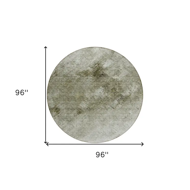 8' Taupe Beige And Brown Round Abstract Washable Indoor Outdoor Area Rug