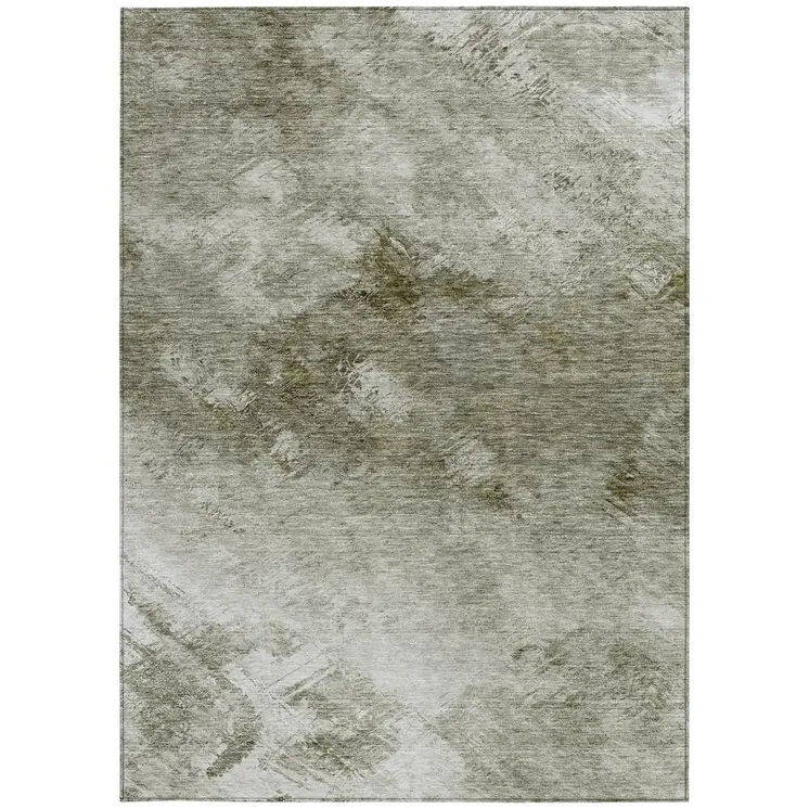 10' X 14' Taupe Beige And Brown Abstract Washable Indoor Outdoor Area Rug