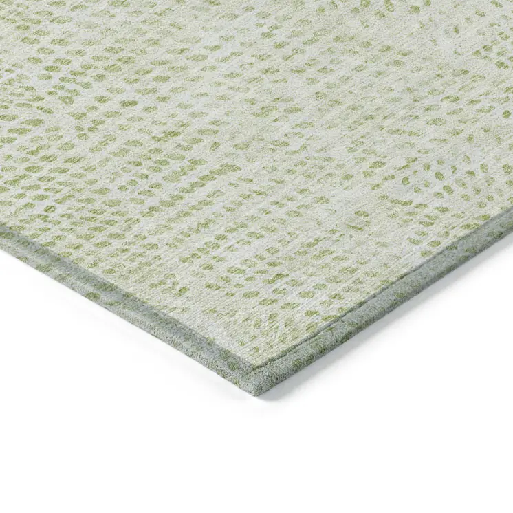 9' X 12' Artichoke Green And Ivory Geometric Washable Indoor Outdoor Area Rug