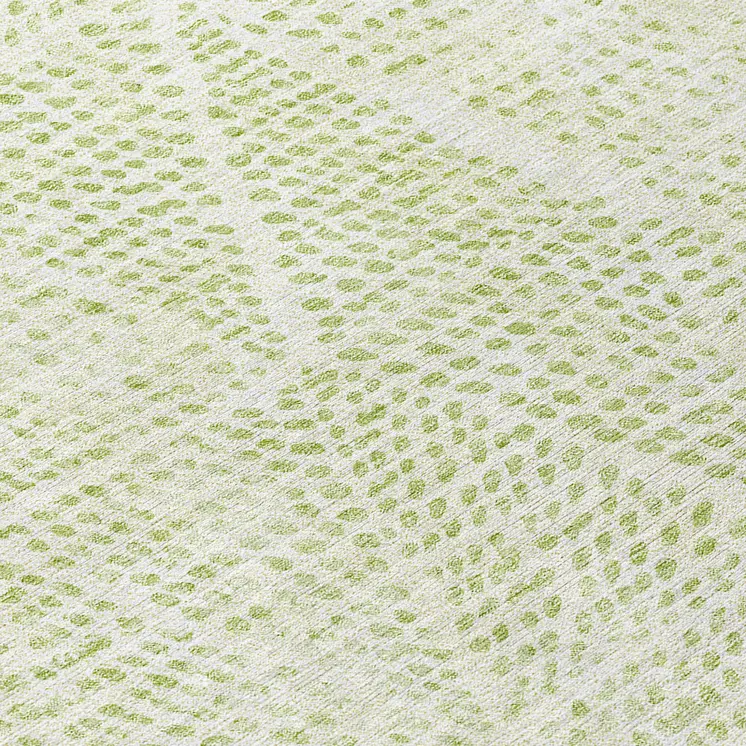 10' X 14' Artichoke Green And Ivory Geometric Washable Indoor Outdoor Area Rug