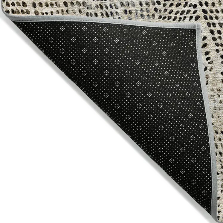 3' X 5' Beige Ivory And Black Geometric Washable Indoor Outdoor Area Rug