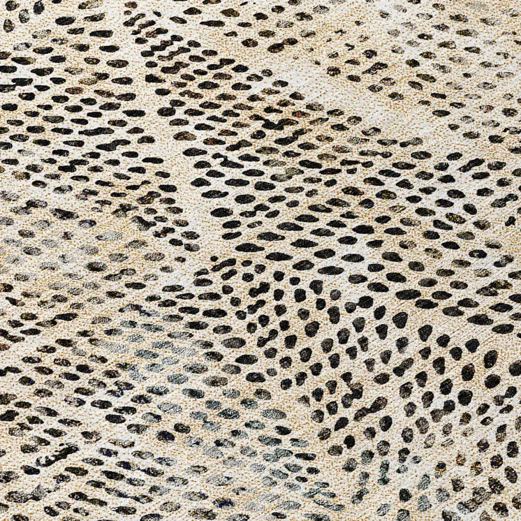 9' X 12' Beige Ivory And Black Geometric Washable Indoor Outdoor Area Rug