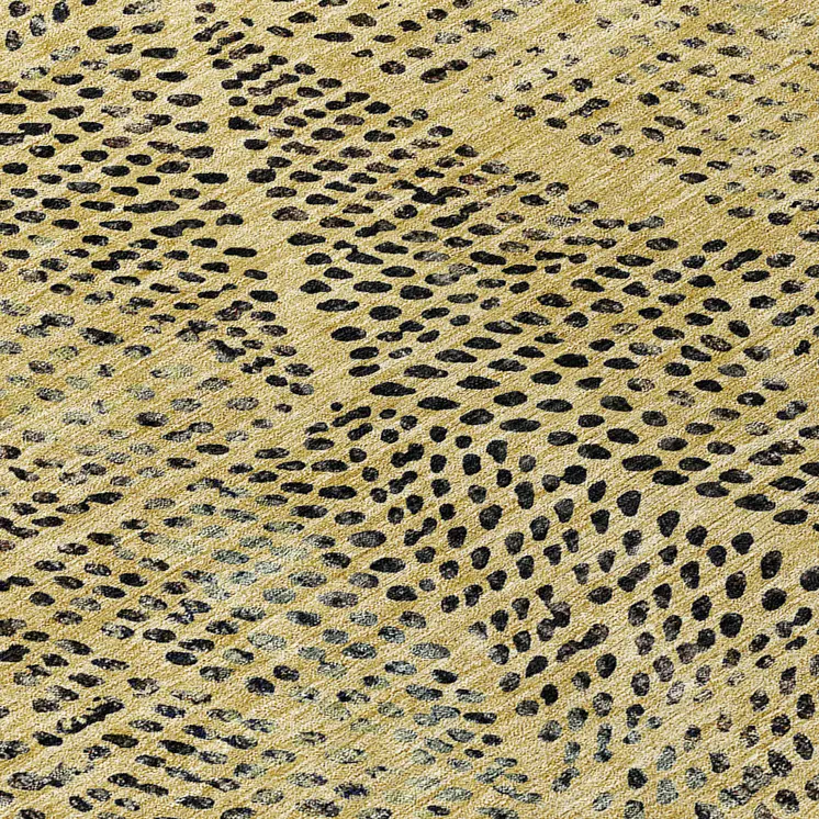 5' X 8' Gold Black And Charcoal Geometric Washable Indoor Outdoor Area Rug