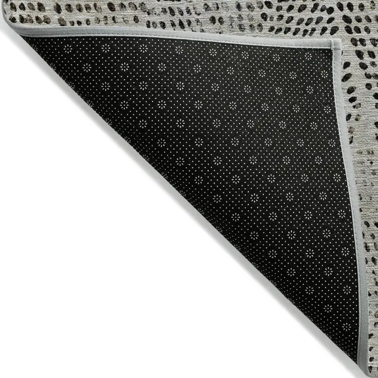 3' X 5' Gray Beige And Black Geometric Washable Indoor Outdoor Area Rug
