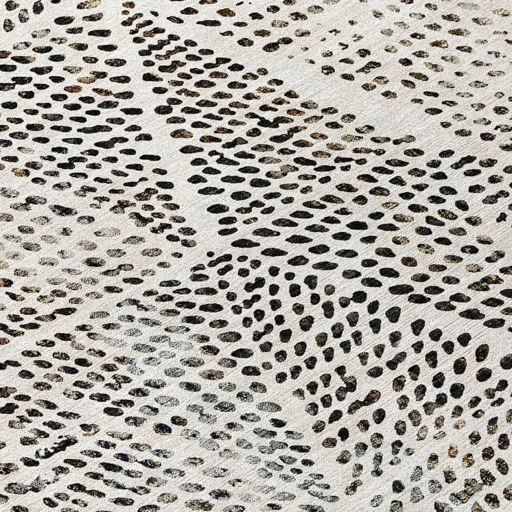 3' X 5' Ivory Charcoal And Beige Geometric Washable Indoor Outdoor Area Rug