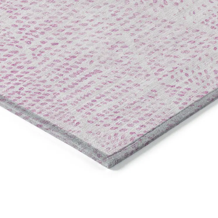 3' X 5' Pink And Ivory Geometric Washable Indoor Outdoor Area Rug