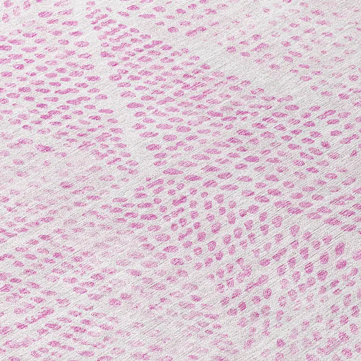 8' Pink And Ivory Round Geometric Washable Indoor Outdoor Area Rug