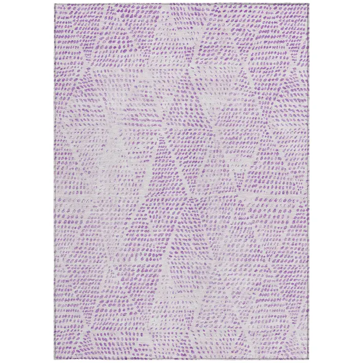 9' X 12' Purple And Ivory Geometric Washable Indoor Outdoor Area Rug