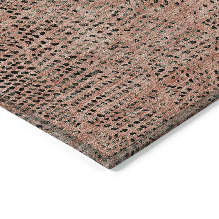 9' X 12' Salmon Charcoal And Beige Geometric Washable Indoor Outdoor Area Rug