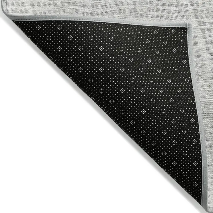 3' X 5' Silver And Ivory Geometric Washable Indoor Outdoor Area Rug