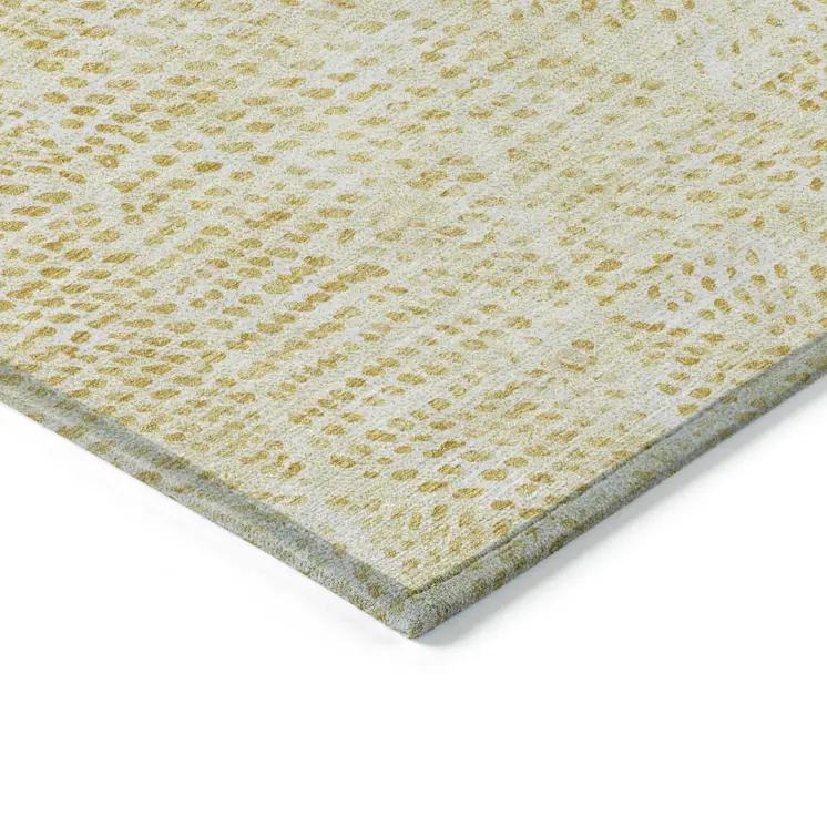 10' X 14' Wheat Gold And Ivory Geometric Washable Indoor Outdoor Area Rug